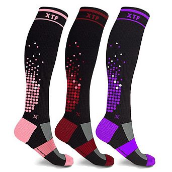 Xtf High-intensity Run+ Sports Knee-high Compression Socks - 3 Pair