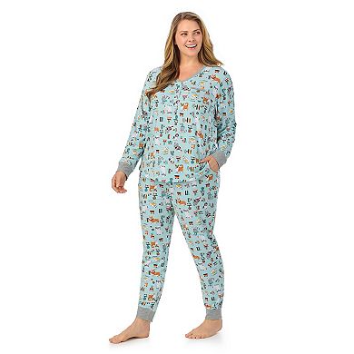 Plus Size Cuddl Duds® Cozy Long Sleeve Henley Pajama Top & Pajama Bottoms Set