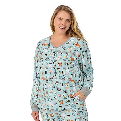 Plus Size Cuddl Duds® Cozy Long Sleeve Henley Pajama Top & Pajama Bottoms Set