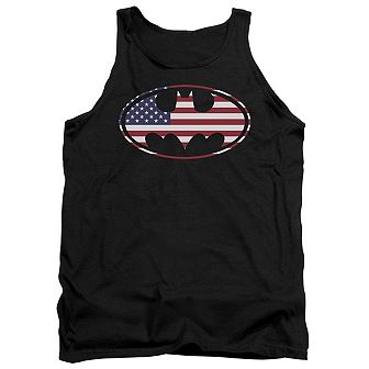 Batman American Flag Oval Adult Tank Top