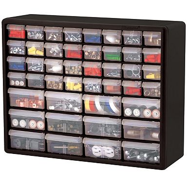 20 inches Compact Garage Storage Cabinet with Clear Drawers for Hardware and Fishing Gear, Black