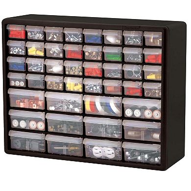20 inches Compact Garage Storage Cabinet with Clear Drawers for Hardware and Fishing Gear, Black