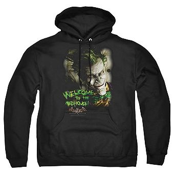 Batman Arkham Asylum Welcome To The Madhouse Adult Pull Over Hoodie