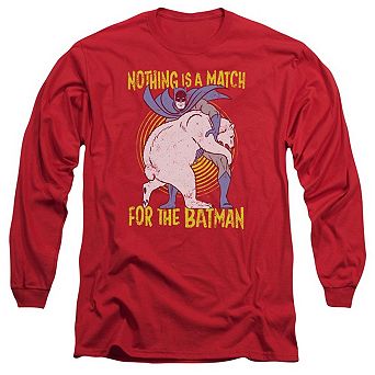 Batman Bear Wrastling Long Sleeve Adult T-shirt