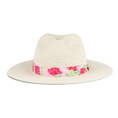 Women's Draper James™ Adjustable Fit Straw Fedora Hat with Floral Print Band