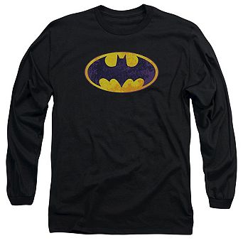Batman Bm Neon Distress Logo Long Sleeve Adult T-shirt