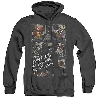 Batman Arkham Asylum Running The Asylum Adult Heather Hoodie