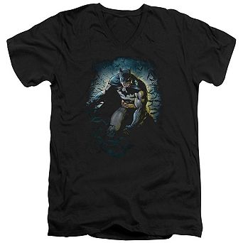 Batman Bat Cave Short Sleeve Adult V Neck T-shirt