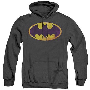 Batman Bm Neon Distress Logo Adult Heather Hoodie