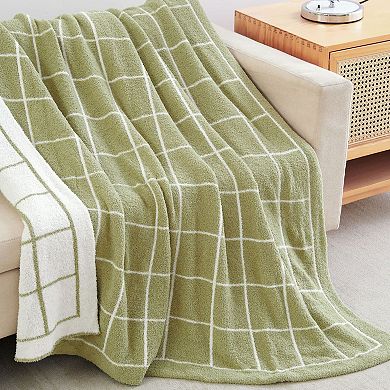 Dream Theory Jacquard Feather Knit Super Soft Throw Blanket