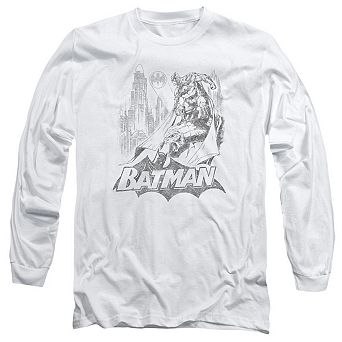 Batman Bat Sketch Long Sleeve Adult T-shirt