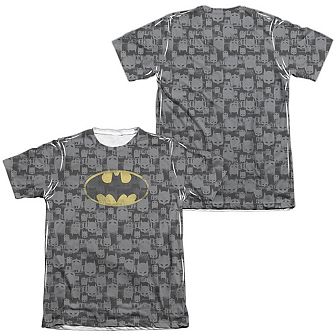 Batman Caped Crusader Repeat Adult 65/35 Poly/cotton Short Sleeve T-shirt