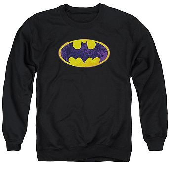 Batman Bm Neon Distress Logo Adult Crewneck Sweatshirt