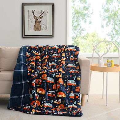 Dream Theory Quilted Reversible Super Soft Plush Velvet Throw Blanket