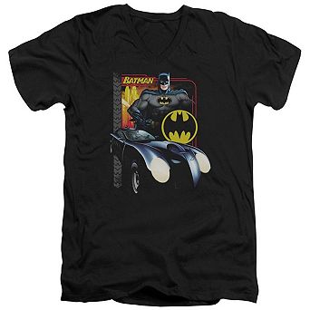 Batman Bat Racing Short Sleeve Adult V Neck T-shirt
