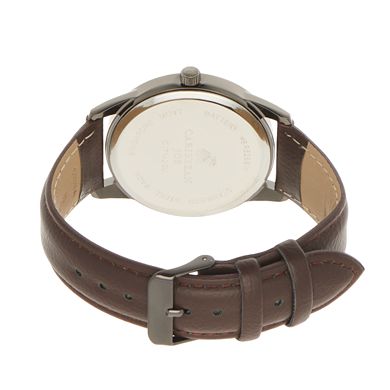 Caribbean Joe Men's Gunmetal Tone Brown Smooth Strap Watch