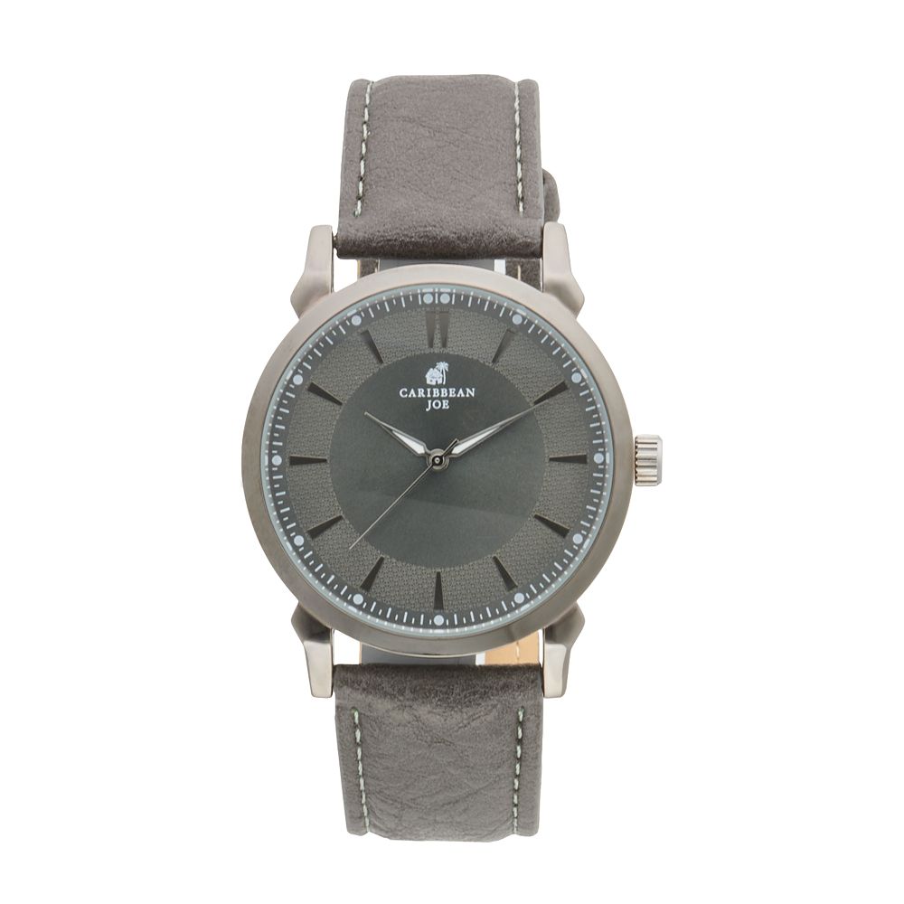 Caribbean Joe Men s Gunmetal Charcoal Dial Smooth Strap Watch Size 40 mm Black