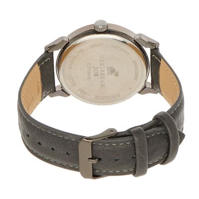 Caribbean Joe Men's Gunmetal Tone Charcoal Dial Smooth Strap Watch