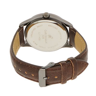 Caribbean Joe Men's 42mm Gunmetal Navy Dial Smooth Strap Watch