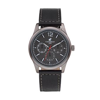 Caribbean Joe Men's Gunmetal Black Dial Smooth Strap Watch