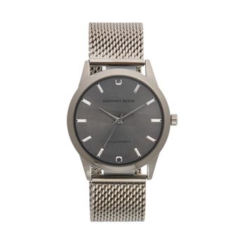 Geoffrey Beene Men's Gunmetal Tone Black Diamond Mesh Watch