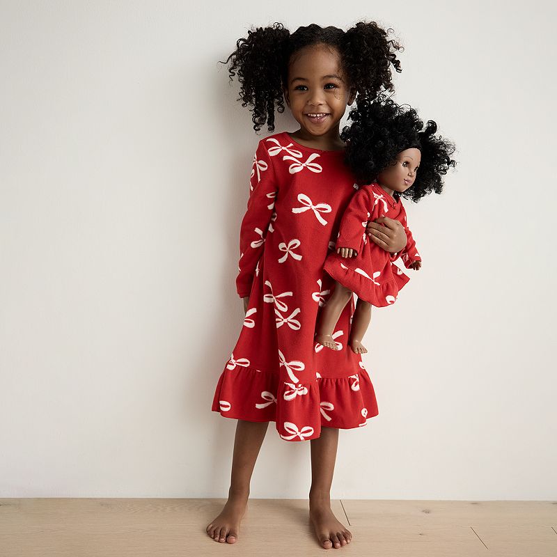 christmas dress with matching doll dress Toddler Girl Carter's 2-Pack Bow Print Fleece Nightgown & Gown Little Ms