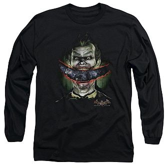 Batman Arkham Asylum Crazy Lips Long Sleeve Adult T-shirt