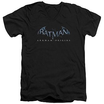 Batman Arkham Origins Logo Short Sleeve Adult V Neck T-shirt
