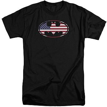 Batman American Flag Oval Short Sleeve Adult Tall T-shirt