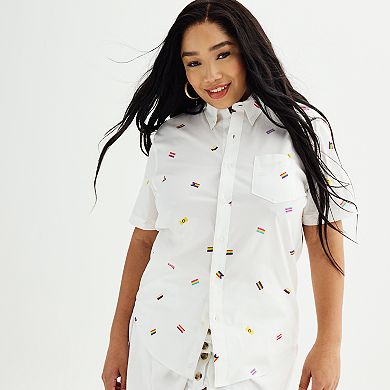 Adult Sonoma Community™ Pride Month Short Sleeve Woven Button Down Top