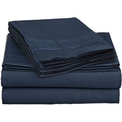 King Size 4-piece Wrinkle-free Microfiber Sheet Set In Navy Blue