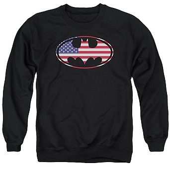 Batman American Flag Oval Adult Crewneck Sweatshirt