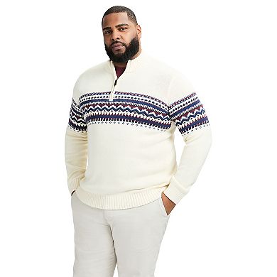 Big & Tall IZOD Holiday Fair Isle Quarter-Zip Sweater