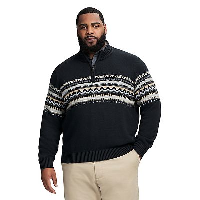 Big Tall IZOD Holiday Fair Isle Quarter Zip Sweater