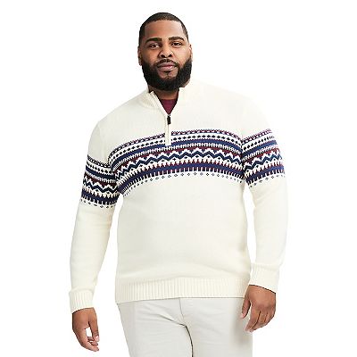 Big Tall IZOD Holiday Fair Isle Quarter Zip Sweater