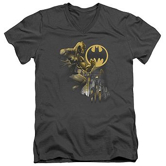 Batman Bat Signal Short Sleeve Adult V Neck T-shirt