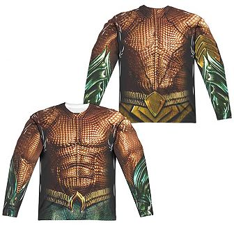 Aquaman Movie Aquaman Uniform Long Sleeve Adult Poly Crew T-shirt