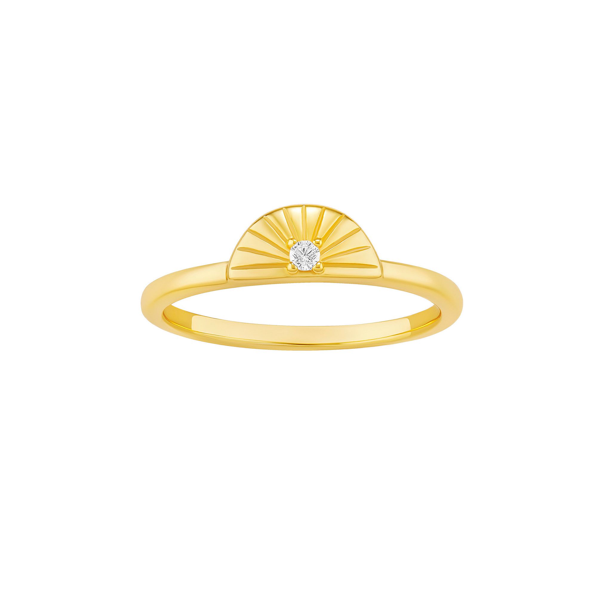PRIMROSE 18k Gold Vermeil Cubic Zirconia Textured Fan Ring, Womens, Size: 