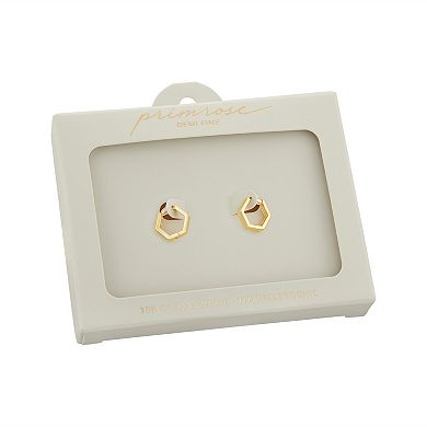 PRIMROSE 18k Gold Vermeil Polished Hexagon Hoop Earrings