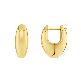 PRIMROSE 18k Gold Vermeil Polished Oval Dome Hoop Earrings