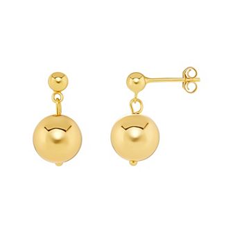 PRIMROSE 18k Gold Vermeil Polished Double Bead Drop Earrings