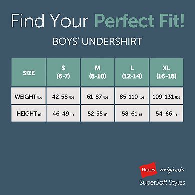 Boys Hanes® 3 Pack Originals Ultimate SuperSoft Assorted Colors T Shirt