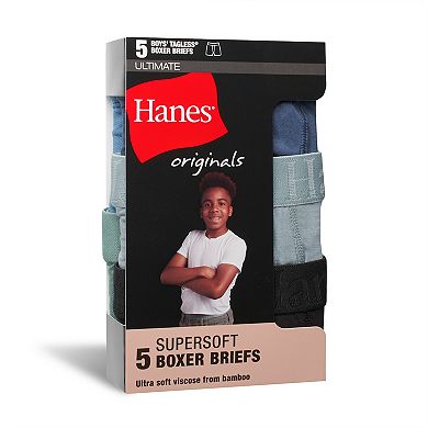 Boys 4-20 Hanes 5-Pack Originals Ultimate SuperSoft Boxer Brief Underwear Set
