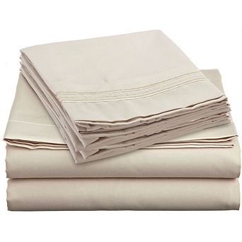 King Size 4 pc Sheet Set In Beige Cream Brushed Microfiber