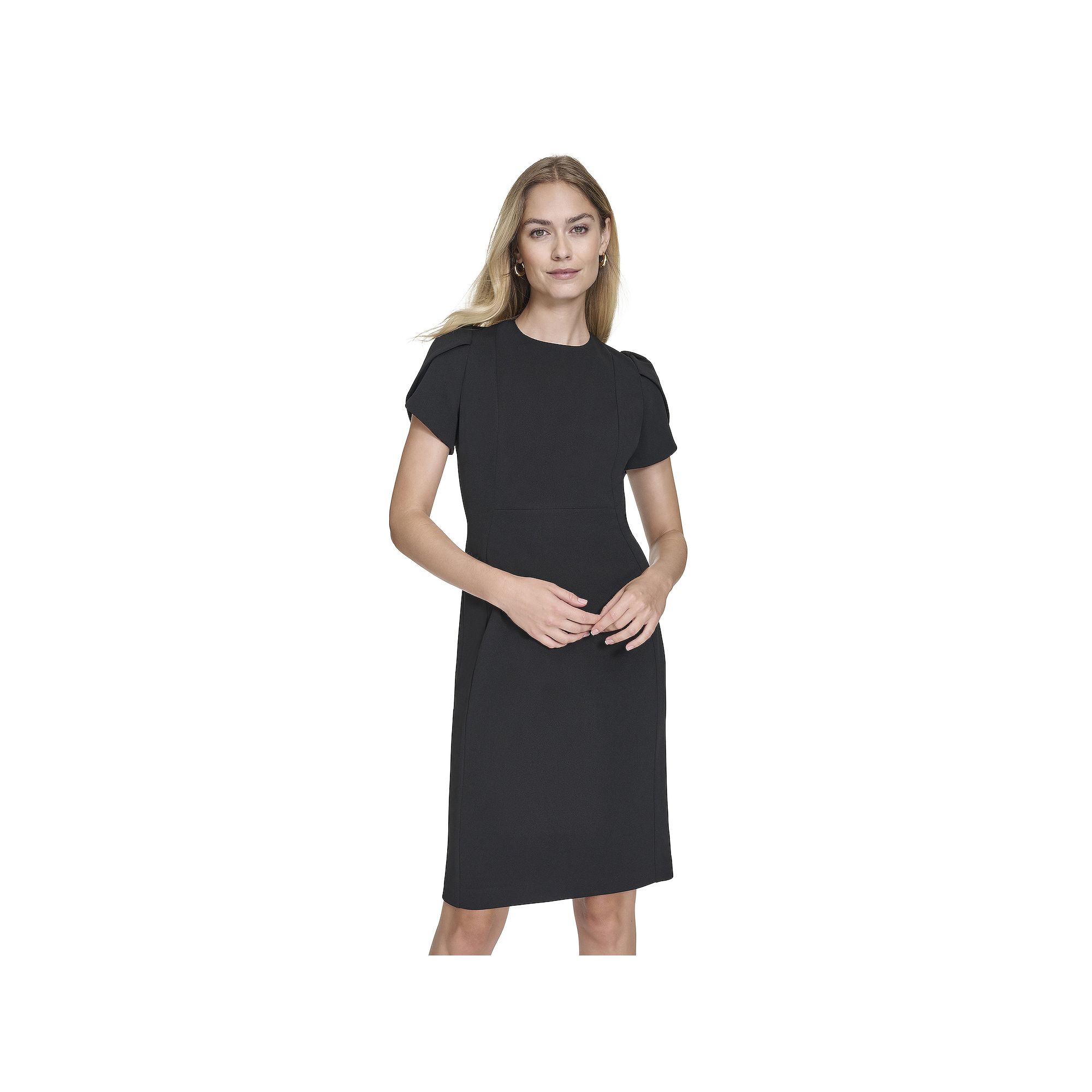 Womens Andrew Marc New York Tulip Sleeve Sheath Dress, Size: 2, Black
