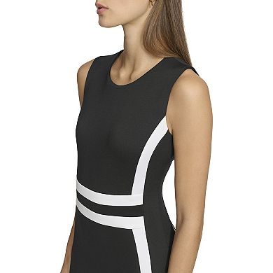 Women's Andrew Marc Sleeveless Colorblock Scuba Sheath Dress