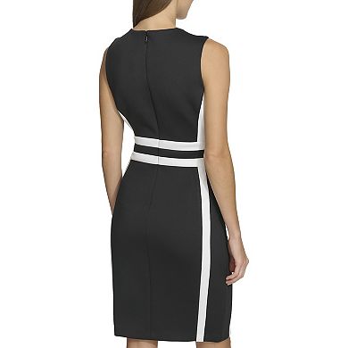 Women's Andrew Marc Sleeveless Colorblock Scuba Sheath Dress