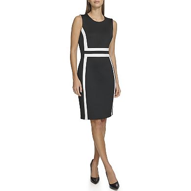 Women's Andrew Marc Sleeveless Colorblock Scuba Sheath Dress