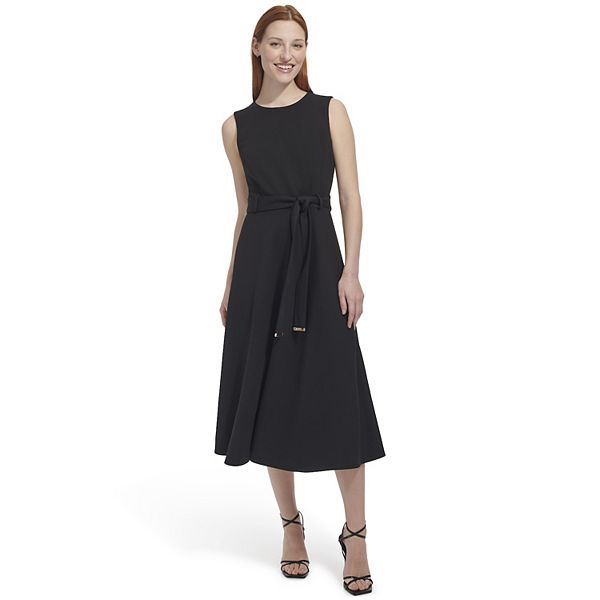 Women's Andrew Marc Sleeveless Midi Tie Waist Dress