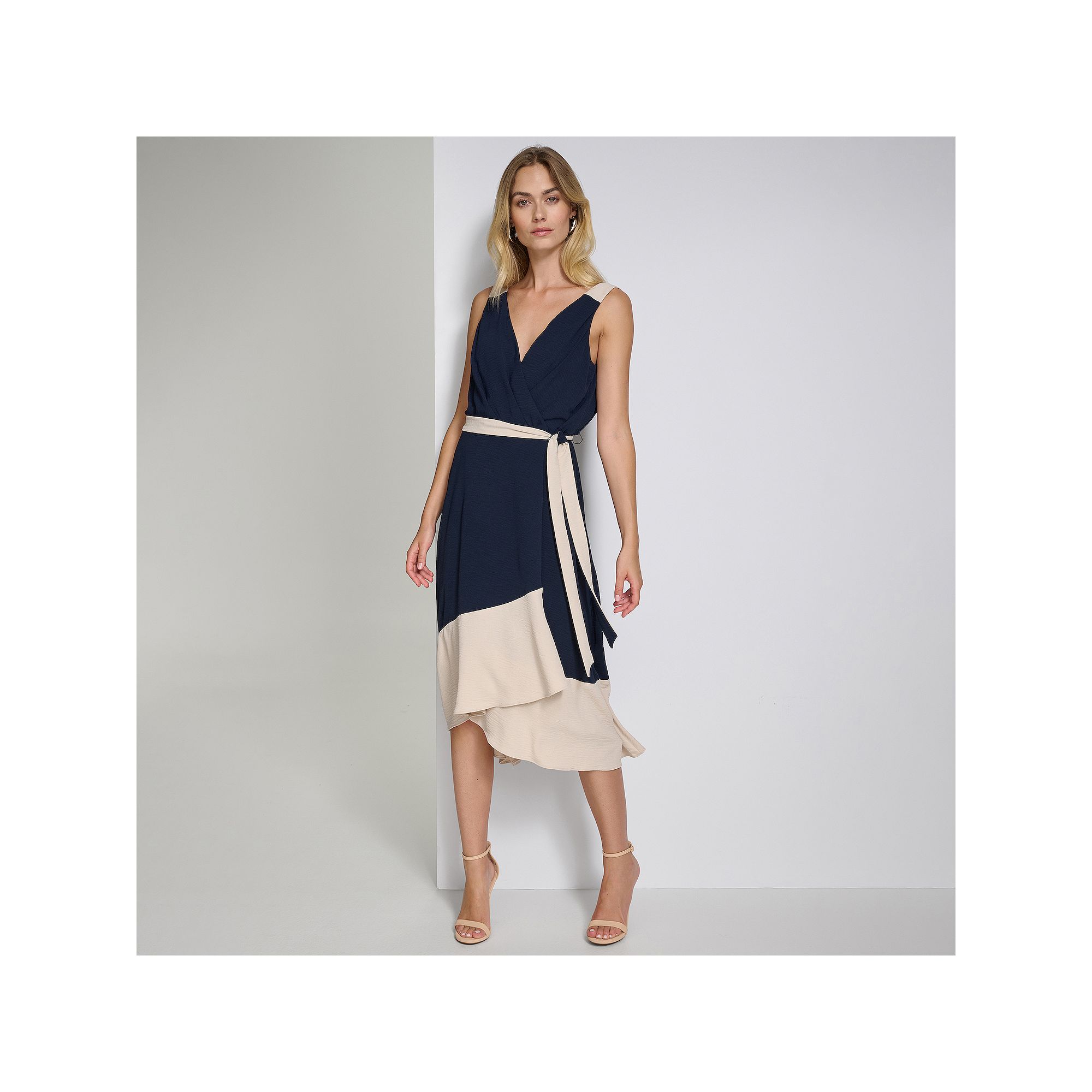 Womens Harper Rose V-Neck Colorblock Maxi Dress, Size: 6, Navy Green